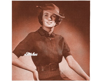 1930s Collared Blouse or Top with Belt- Crochet pattern PDF 3193