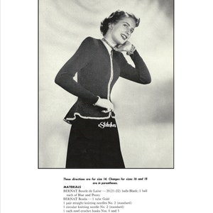 1940s Peplum Zip Front Blouse Jacket With Skirt Suit Knit Pattern PDF ...