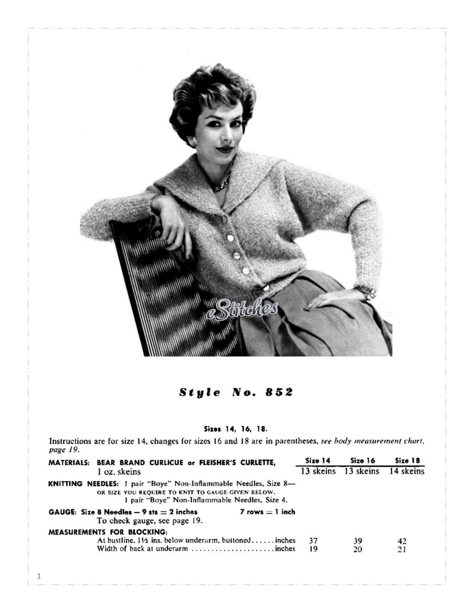 1950s Shawl or Sailor Collar Cardigan Sweater Knit Pattern PDF 0852 Etsy