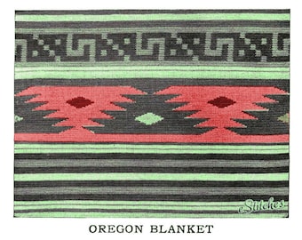 1900s Tapestry Crochet Navajo Oregon Blanket or Afghan, Stripes - Vintage Tapestry Crochet PDF pattern 1931