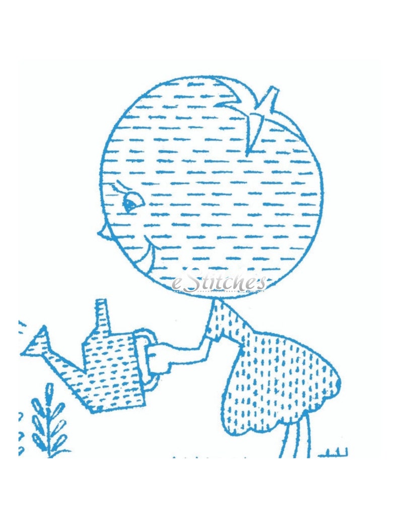 1940s Victory Garden DIY TRANSFERS Vegetable Characters for Tea Towels, Pot Holders and more - 8 PDF Embroidery Transfer patterns 1216 image 6