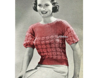 1930s Daisy Top Made using Daisy Knitter - Knit pattern PDF 3549