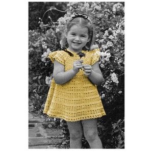 1930s Girls Party Dress in Lacy Stitch 1940s - Crochet pattern PDF 0713