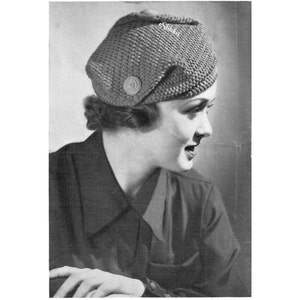 1930s Knockabout Turban Hat with Buttons Crochet pattern PDF 3044 image 3
