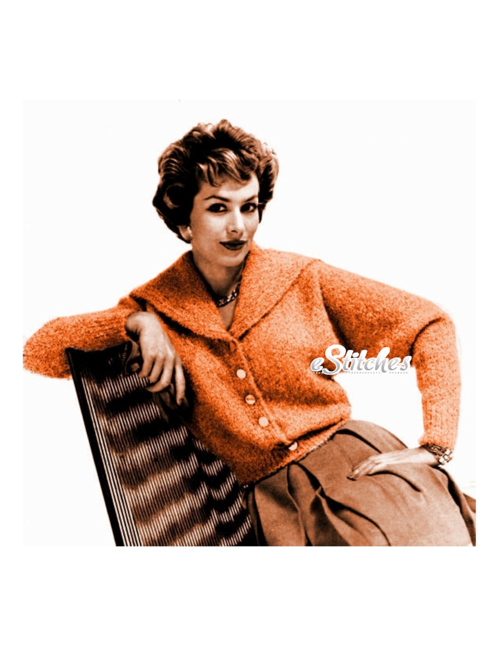 1950s Shawl or Sailor Collar Cardigan Sweater Knit Pattern PDF 0852 Etsy