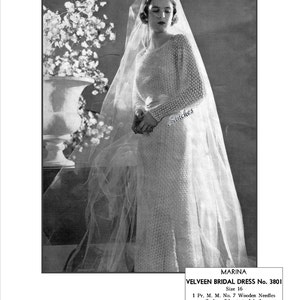 PDF 1930s Wedding Dress or Evening Gown Lacy Knit pattern PDF 3801 image 2