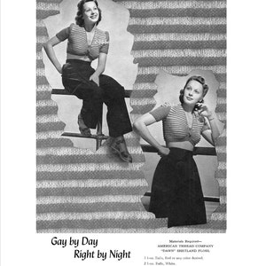 1940s Sexy Midriff Sweater Day or Evening Knit pattern PDF 1303 image 3