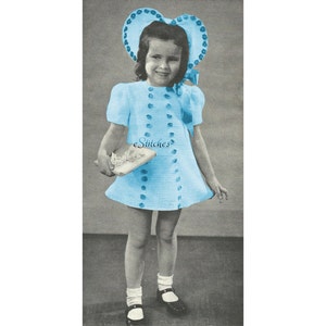 1940s Girls Heart Bonnet and Party Dress - 2 Crochet patterns PDF 5137