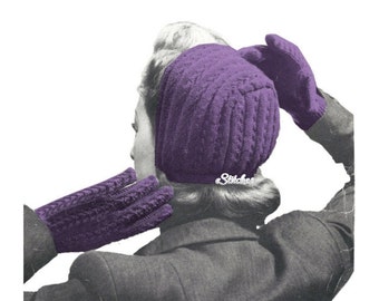 1940s Dutch Bonnet, Gloves and Mittens - 4 Knit Patterns PDF 0956