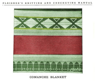 1900s Tapestry Crochet Comanche Blanket or Afghan - Tapestry Crochet PDF 1937