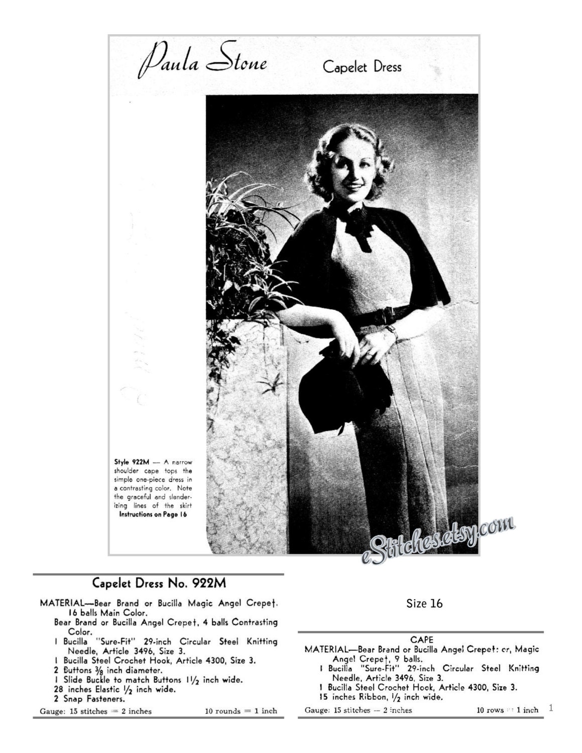 1930s One Piece Dress And Short Capelet Modeled By 1930s Etsy