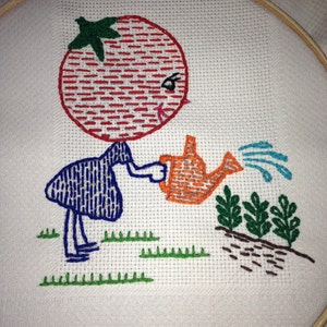 1940s Victory Garden DIY TRANSFERS Vegetable Characters for Tea Towels, Pot Holders and more - 8 PDF Embroidery Transfer patterns 1216 image 5