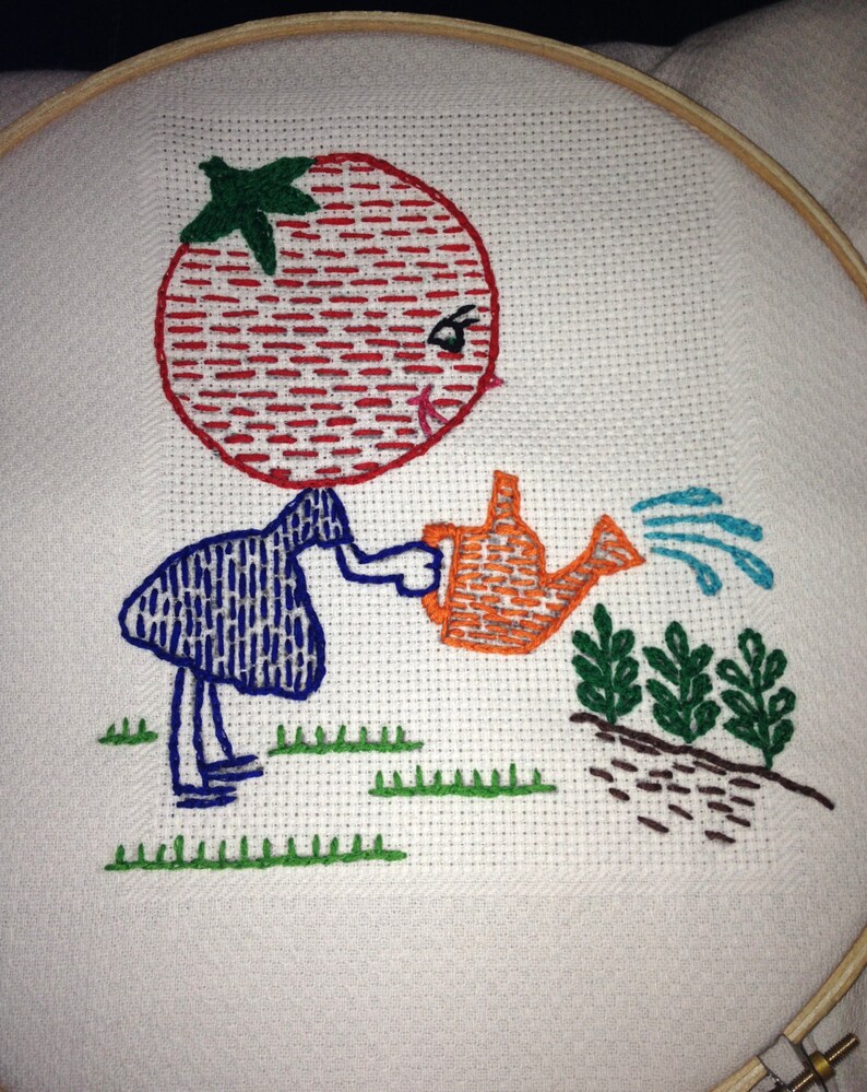 1940s Victory Garden DIY TRANSFERS Vegetable Characters for Tea Towels, Pot Holders and more - 8 PDF Embroidery Transfer patterns 1216 image 5