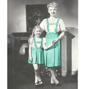 1940s Dirndl Pleated Skirt and Smocked Peasant Blouse Ladies and Girls Oktoberfest - Sewing pattern PDF 4354