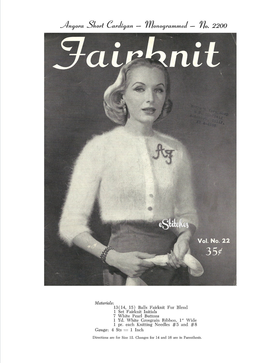 1950s Angora Short Sweater With Three Quarter Sleeves - Knit