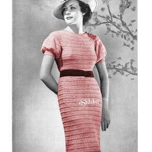 1930s Dress with Puff Sleeves from Hairpin Lace Creations 1 Hairpin Lace pattern PDF 8952 image 1