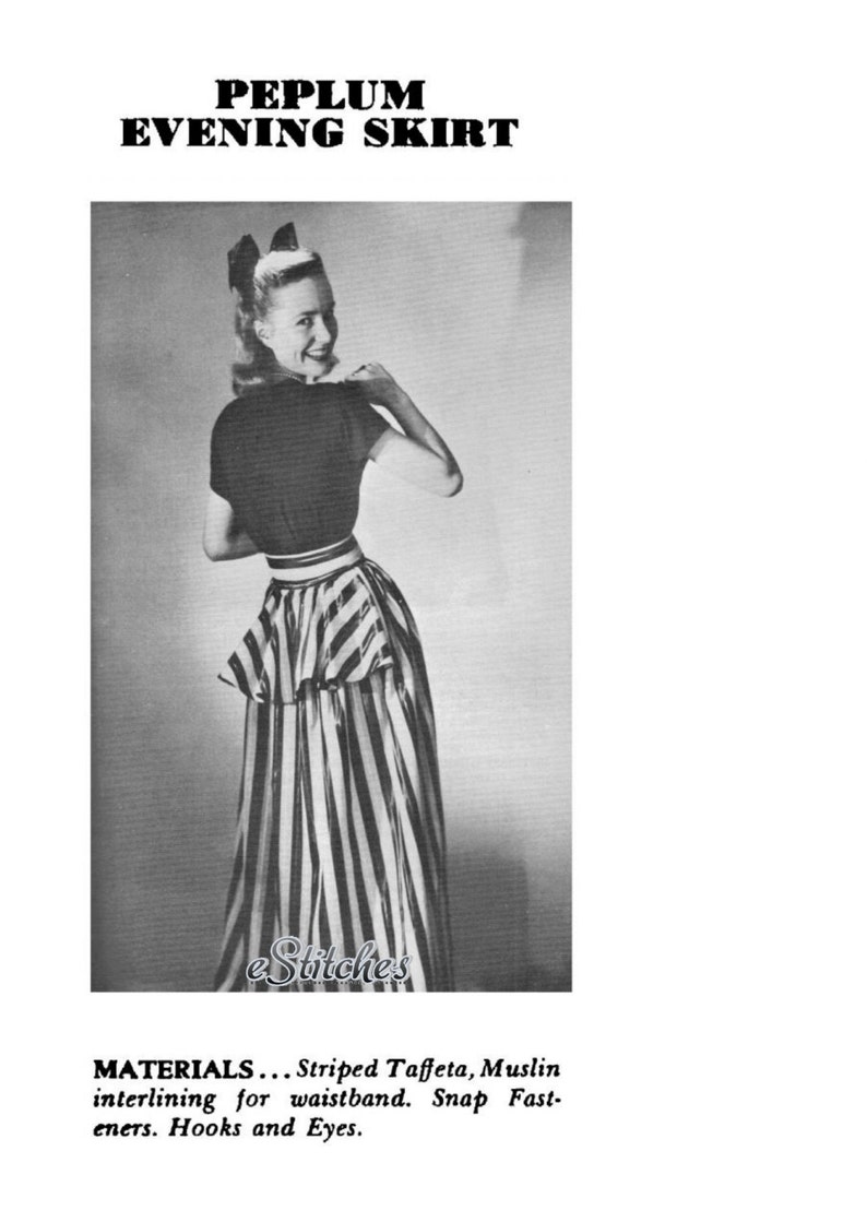 1940s Peplum Evening Skirt Sewing Pattern Sewing pattern PDF 4791 image 3