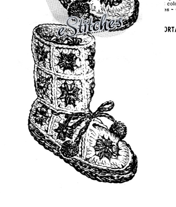 granny square slipper boots