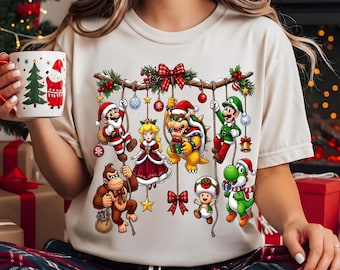 Super Mario Christmas PNG, Super Mario Bros Movie PNG, Mario Luigi Peach Bowser Yoshi Toad Donkey Kong, Christmas Shirt Design, 2026
