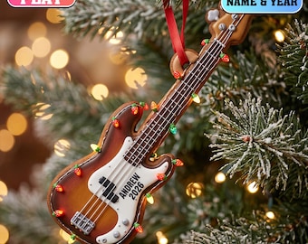 Personalized Bass Guitar Ornament 2026, Custom Bass Player Gingerbread Gift, Musician Ornament, Bass Guitarist Gift, Music Lover Tree Decor