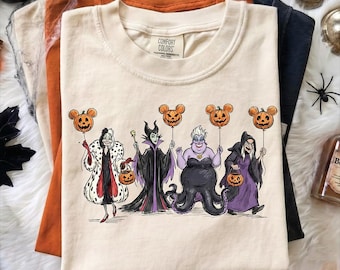 Disney Villains Halloween PNG, Cruella de Vil Maleficent Ursula Evil Queen Halloween Shirt Design, Villain Characters, Custom Disney Movies