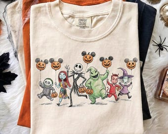 Nightmare Before Christmas Halloween PNG, Jack Skellington Sally Oogie Boogie Halloween Shirt Design, Custom Disney Movies