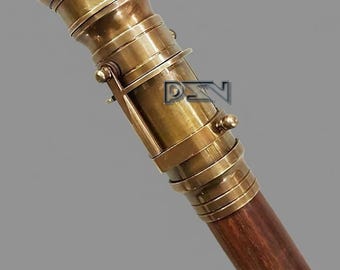 Bastón con mango de telescopio y catalejo de latón Dollond, artículo de decoración vintage