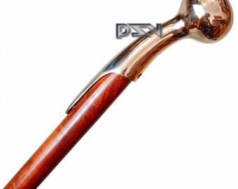 Wooden Walking Cane Solid Brass Designer Horse Hames Handle Victorian Walking Stick