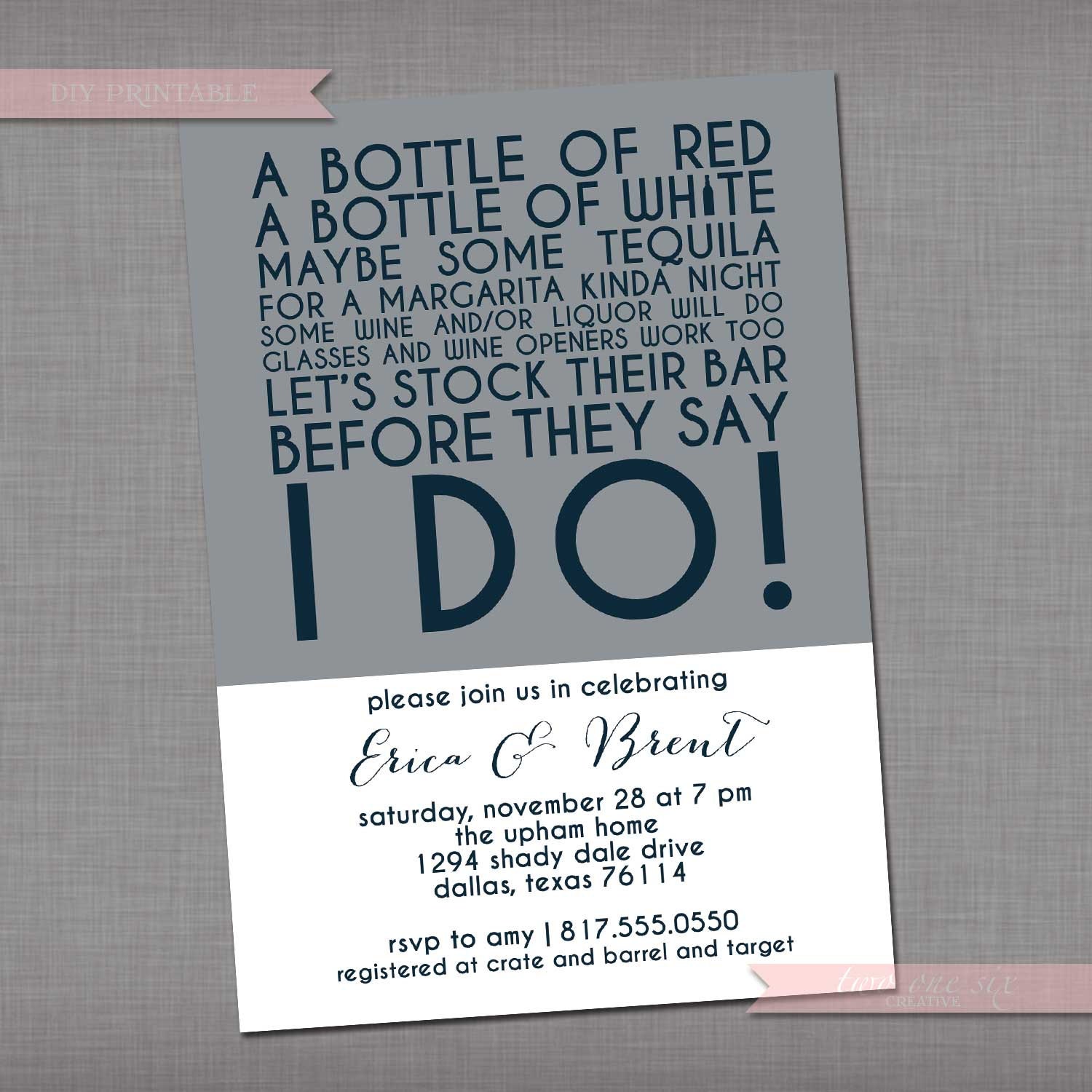 Stock The Bar Invitation Wedding Bridal Colorblock Etsy