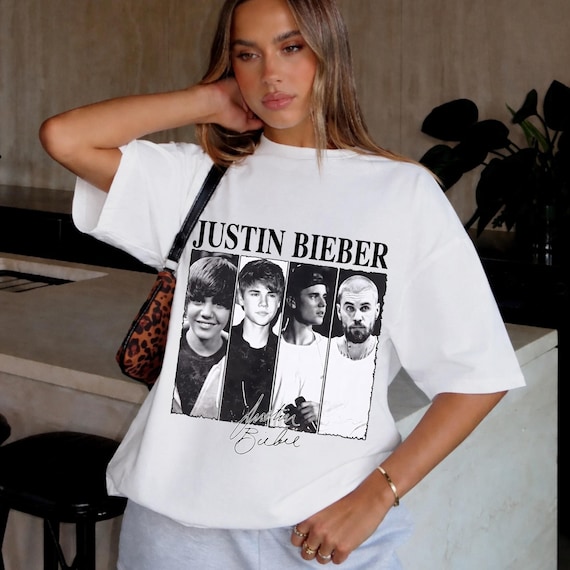Justin Bieber Inspired PNG, Musical Journey Eras Vintage Graphic Design, Retro Singer Fan Art PNG, Aesthetic Music Shirt Print File Digital