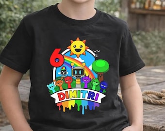 Personalized Sprunki Family Matching T-Shirts, Inspired Sprunkii Birthday Shirt: Game Family Party, Custom Name and Age Kid Birthday Shirt