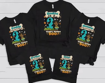 Personalized Flintstones Birthday Family Shirts, Funny Flintstones Game Cartoon Kids Toddler T-shirt, Custom Name and Age Family Kid Gift