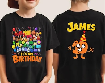 Personalized BFDi inspired It's My Birthday Kids Shirt, Animation Dream Island Color Cartoon Characters, Custom Name and Age Cartoon Shirt