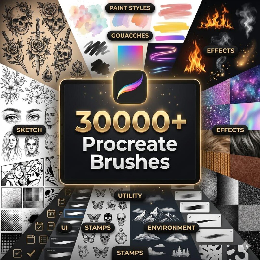 30000+ Procreate Brushes Bundle | Ultimate Brush Pack, Tattoo ...