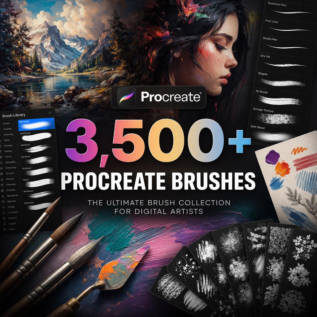 3500+ Procreate Brushes Mega Bundle | Drawing, Painting, Calligraphy ...