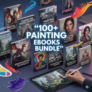100+ digitala e-böcker om målning | Konsthandledningar, Procreate- och Photoshop-guider (direktnedladdning)