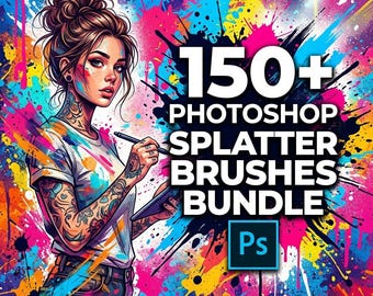 Bundel 150+ Photoshop-spatborstels | Inkt, verf, grunge-spatborstels, spuiteffecten (directe download)