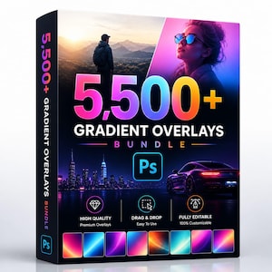 Paquete de más de 5500 superposiciones de degradado para Photoshop / Paquete de degradados de color, efectos de luz (descarga instantánea)