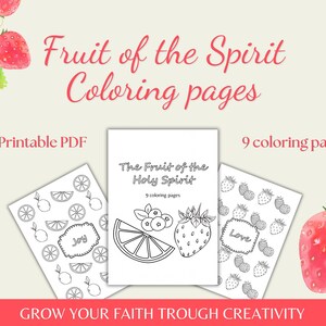 Fruit of the Spirit Coloring Pages, Christian Coloring Printable PDF, Bible Study Activity, 9 Scripture Coloring Pages, Faith Based Gift