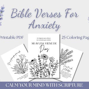 Christian Coloring Pages for Anxiety, Bible Verses Printable PDF, 25 Scripture Coloring Pages, Floral Christian Coloring Book A4
