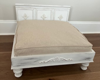 Custom Wood Pet -Bed Dog Bed- Cat Bed White Distressed