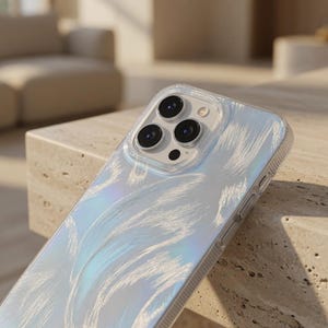 Estuche protector de lujo con diseño degradado láser perlado (carcasa blanda holográfica y protección para lentes)