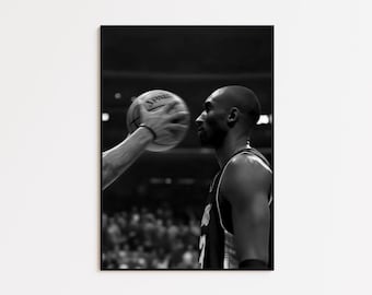 Kobe Bryant Lock In Poster Print, Black & White Basketball Wall Art, NBA Legend, Sports Decor