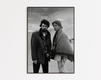 Star Wars Poster Print, George Lucas and Mark Hamill Movie Wall Art, Black & White Cinema Iconic Photo Decor