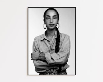 Sade Adu Portrait Poster, Black & White Music Iconic Wall Art Decor