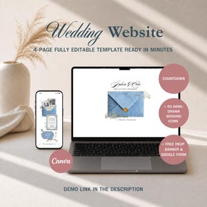 Wedding Website Template with Countdown Timer | RSVP, Love Story & Details Pages | Custom Digital Invitation Design