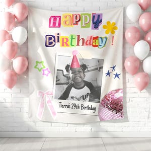 Y2k Birthday Backdrop Decor, Custom Vintage Photo Throwback Party Decorations