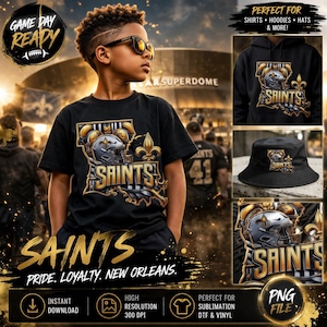 New Orleans Football PNG, Gold Black Football Design, NOLA Sports Digital Download, Helmet Graphic, Sublimation Design, DTF Print File