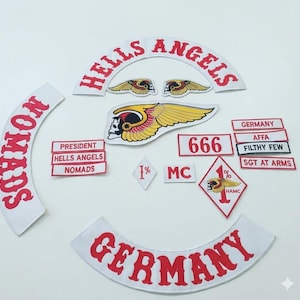 Germany MC Biker Patch Set | Outlaw Style Rocker Back Patches, Embroidered Vest Jacket