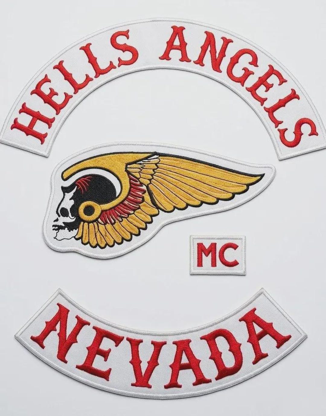 Hells Angels Nevada MC Embroidered Back Patch Set, Biker Vest Skull ...